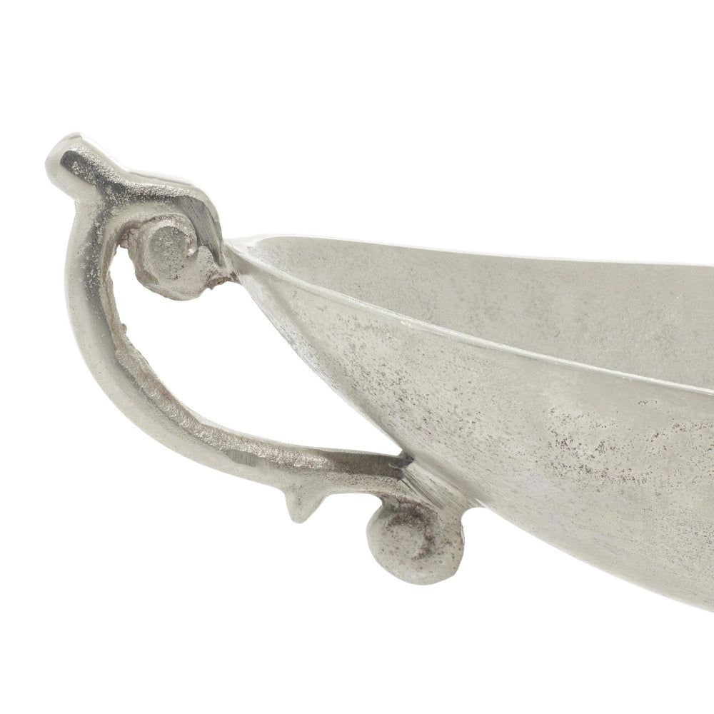 Decor Mache 8" Aluminum Metal Decorative Bowl with Handles - Silver