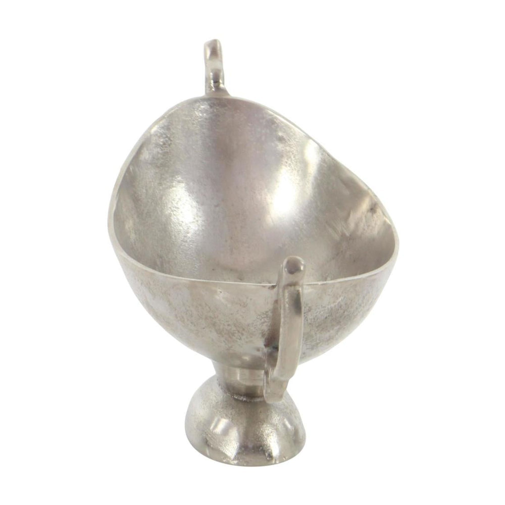Decor Mache 8" Aluminum Metal Decorative Bowl with Handles - Silver