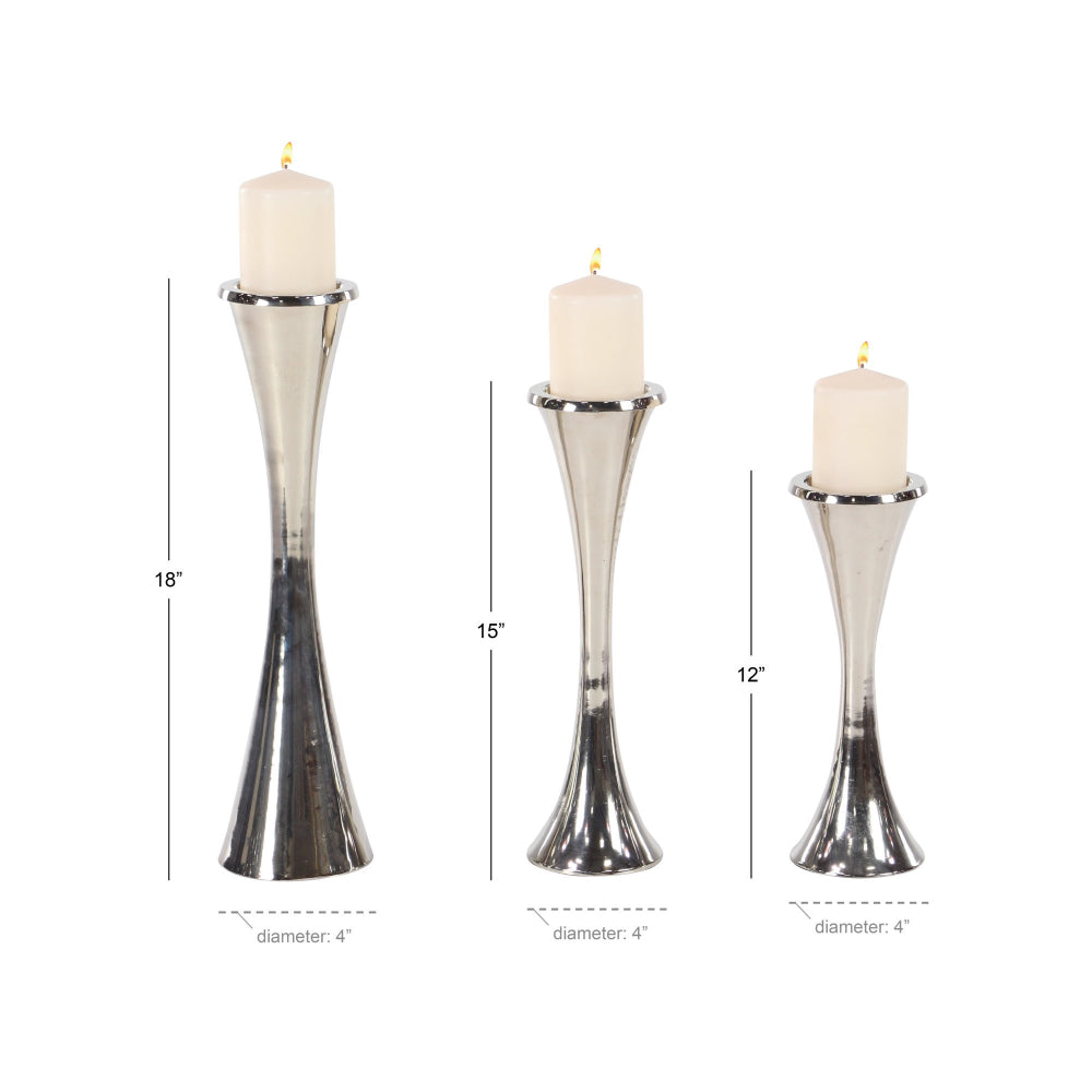 Decor Mache Aluminum Candle Holder (3 Piece) - Silver