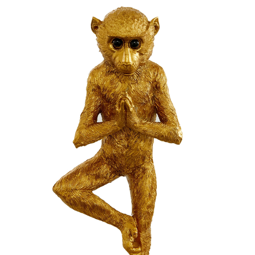 Decor Mache Yoga Monkey Sculpture (3 Piece) - Gold