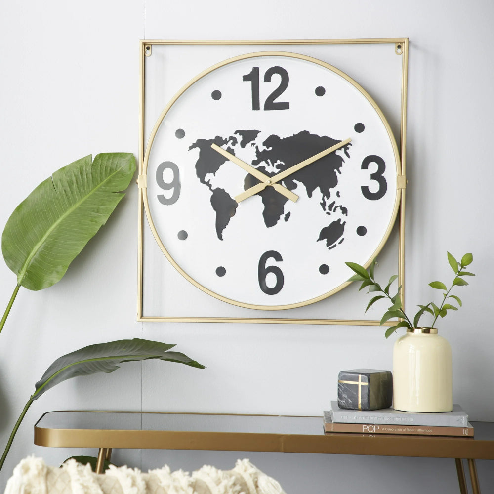 Decor Mache Vintage 26" Wall Clock - Gold/White