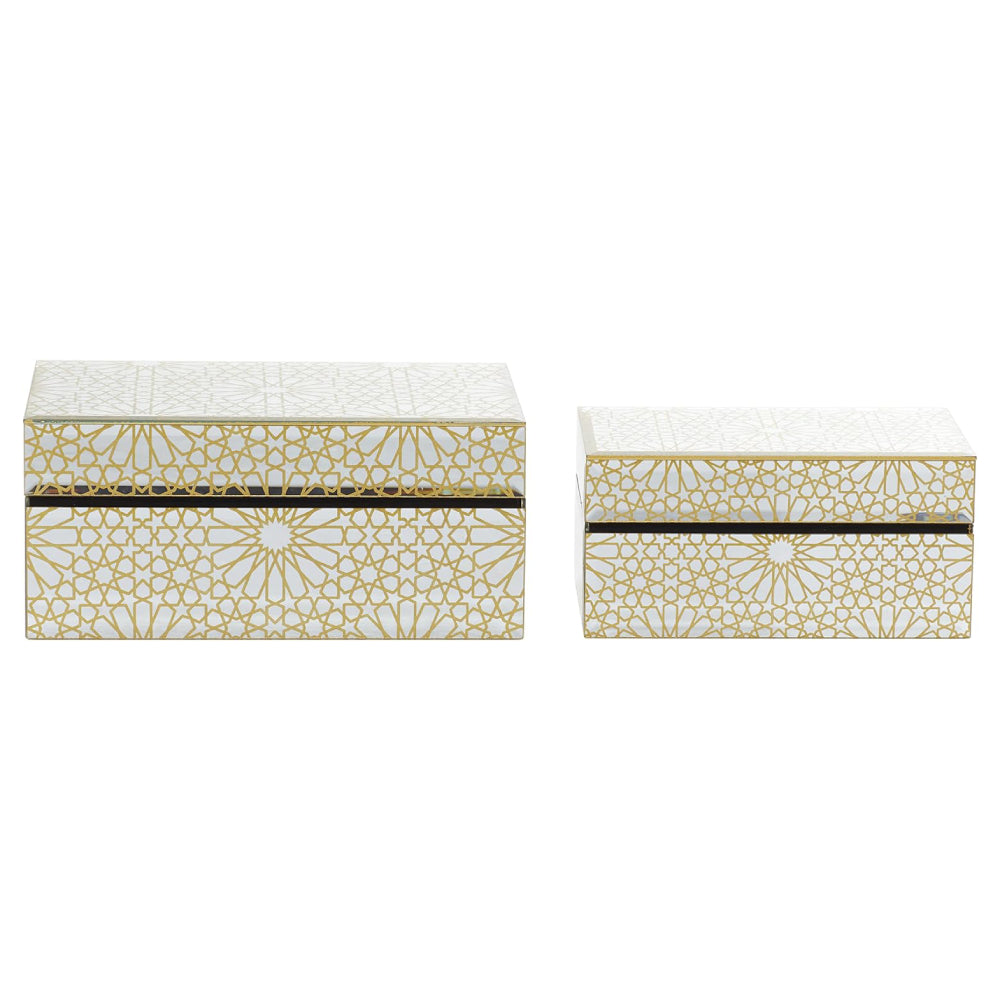 Decor Mache Glam Hinged Lid Jewelry Box (Set of 2) - Gold