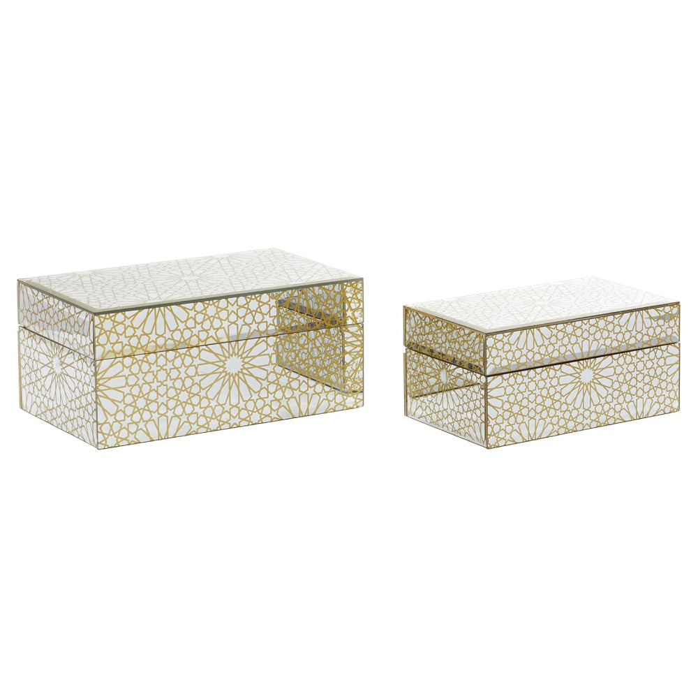 Decor Mache Glam Hinged Lid Jewelry Box (Set of 2) - Gold