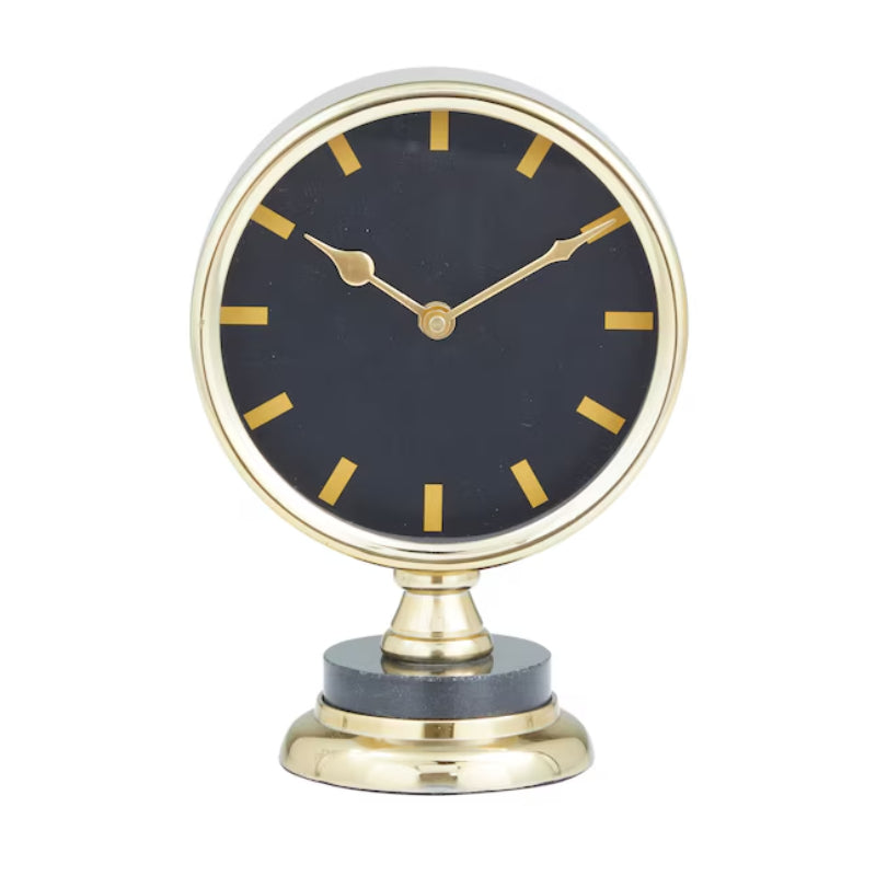 Decor Mache Modern 9" Round Tabletop Clock - Gold