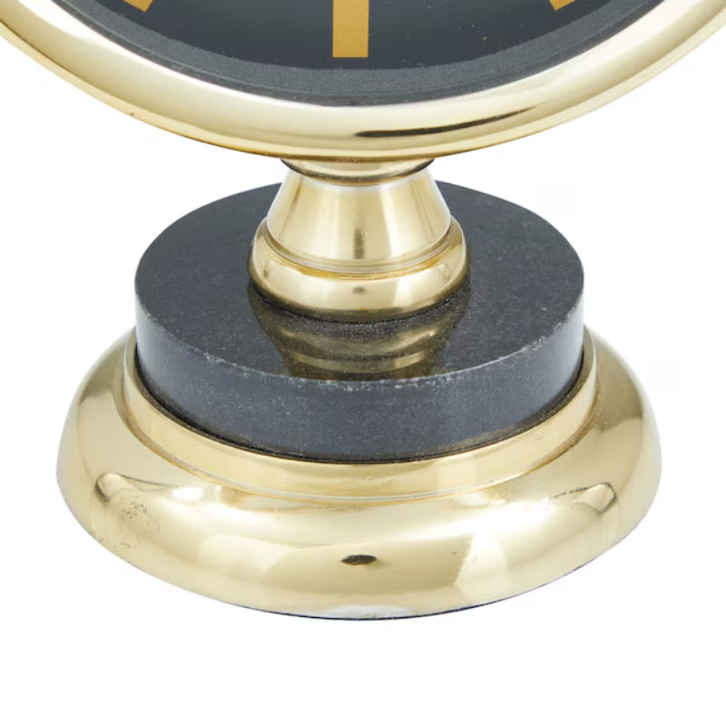 Decor Mache Modern 9" Round Tabletop Clock - Gold