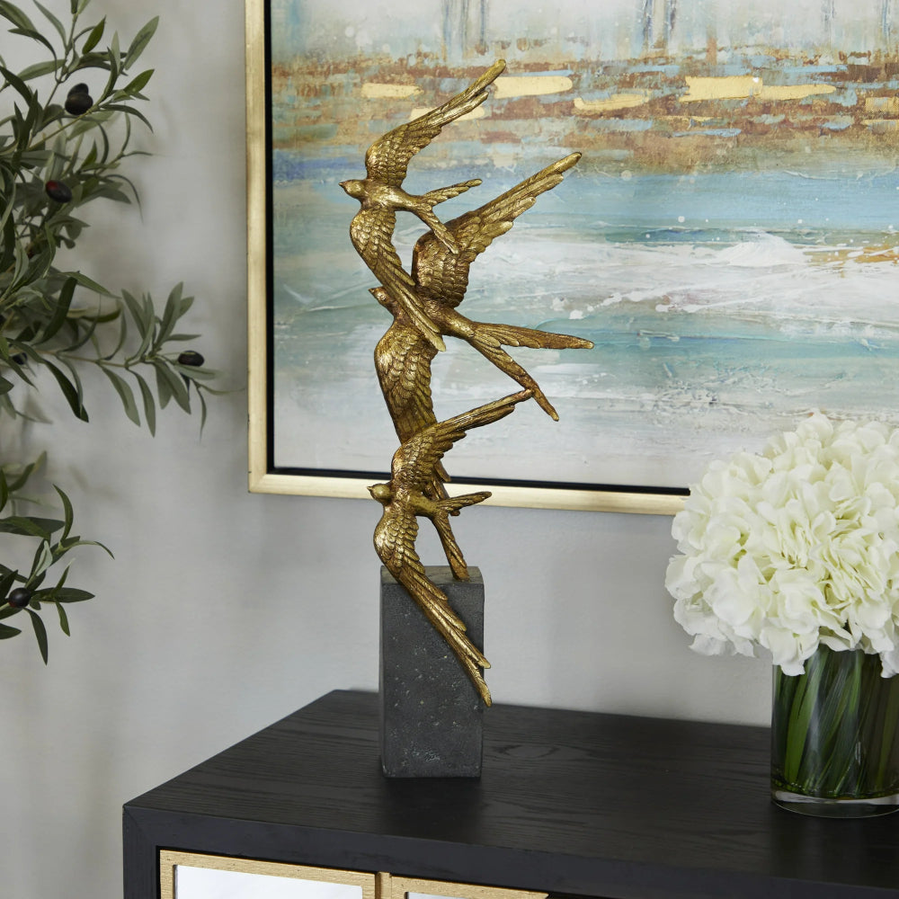Decor Mache Modern 21" Bird Sculpture - Gold