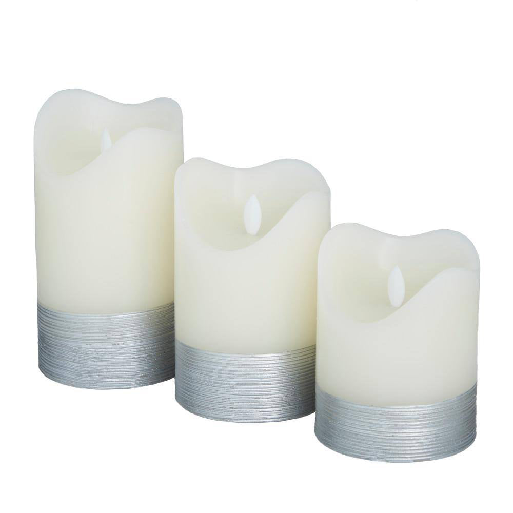Decor Mache Traditional Flameless Candle (Set of 3) - White