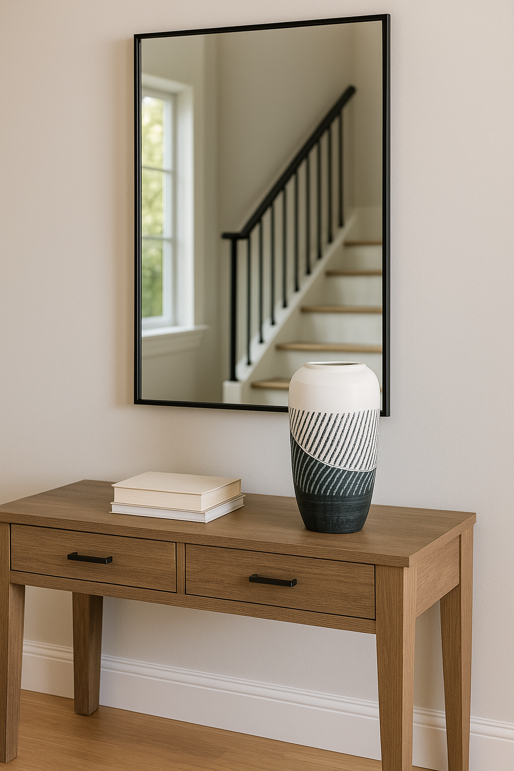 Sagebrook Home Ceramic 10" Lines Vase - Black/White