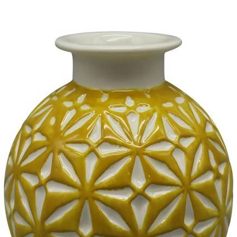 Sagebrook Home Contemporary 6" Ceramic Daisy Vase - Yellow