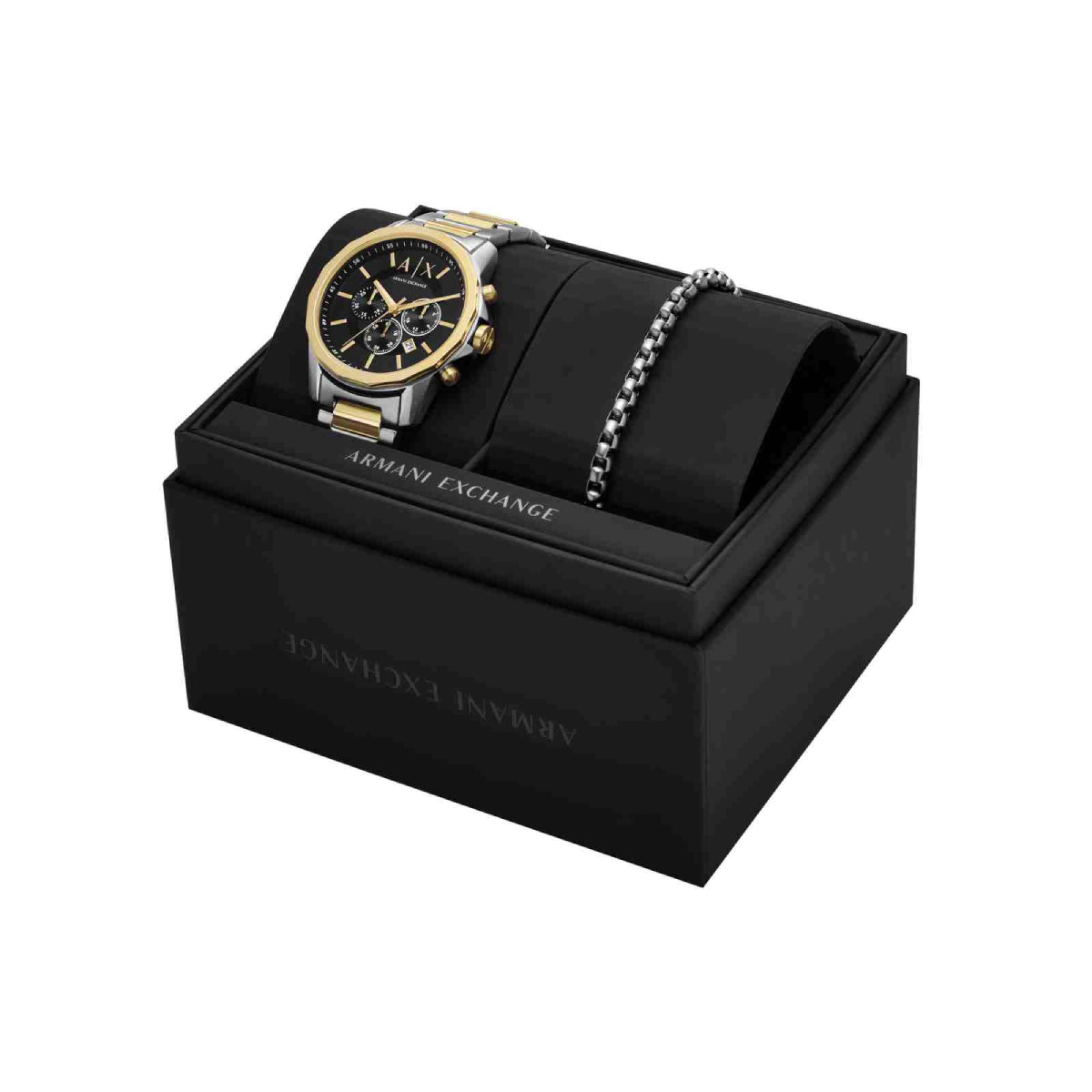 Armani Exchange Men's 44mm Two-Tone Watch with Bracelet - Black