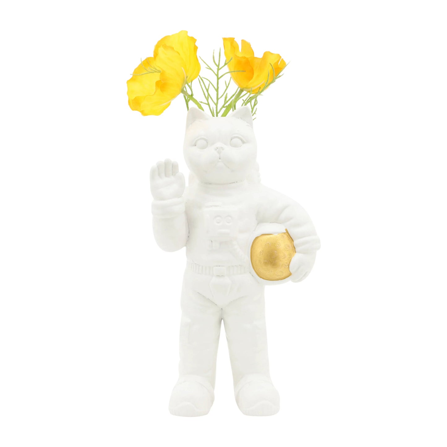 Sagebrook Home 12" Ceramic Astro Cat Decor - White/Gold