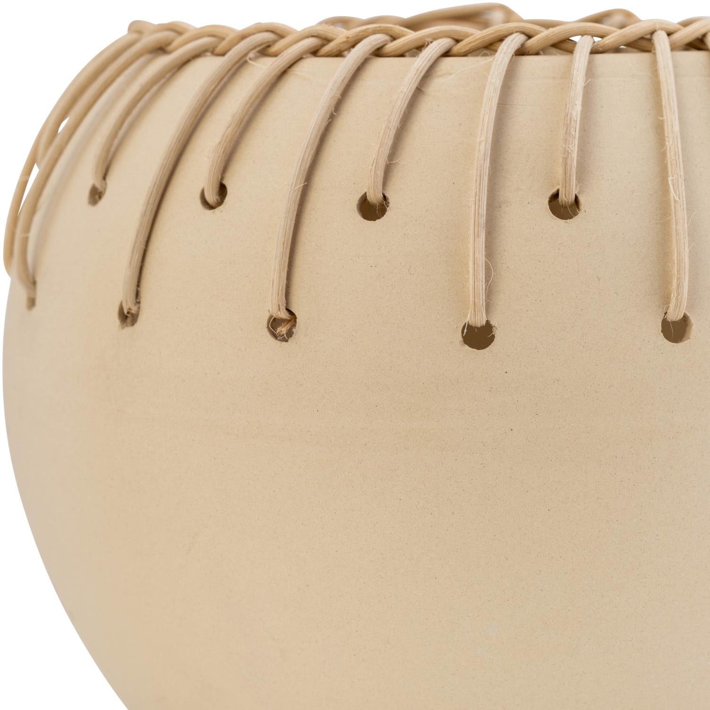 Cuenco de cerámica de 7" con tejido de Sagebrook Home - Beige marfil