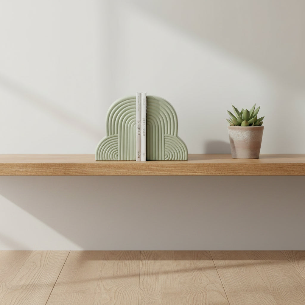 Sagebrook Home 10" Ceramic Arches Bookends (Set of 2) - Green