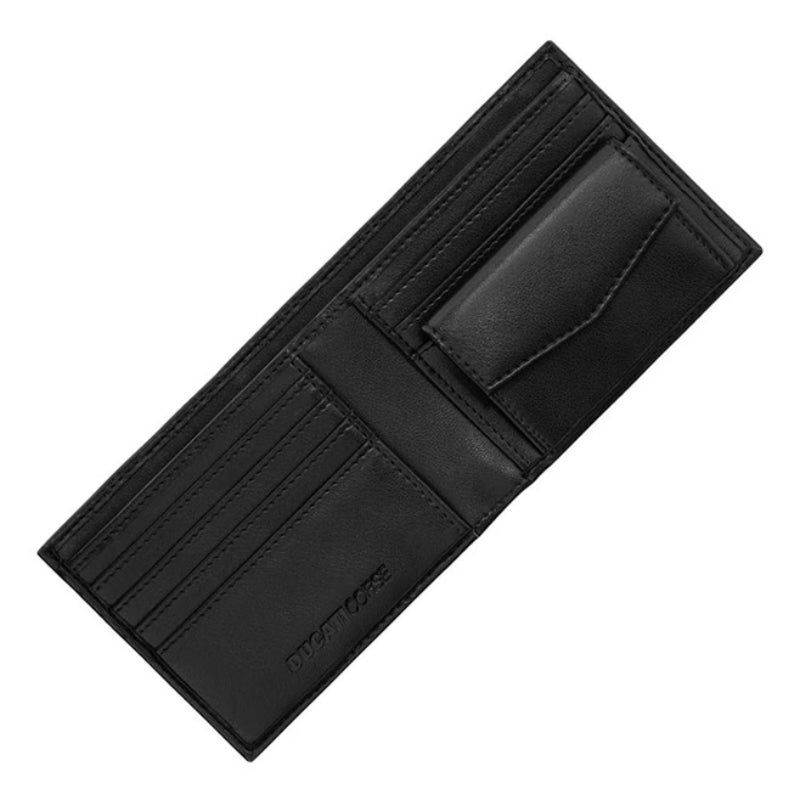 Ducati Enzo Medium Two Fold Leather Wallet - Black