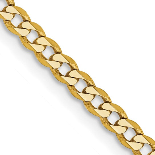 14K 20 inch 2.3mm Flat Beveled Curb with Lobster Clasp Chain