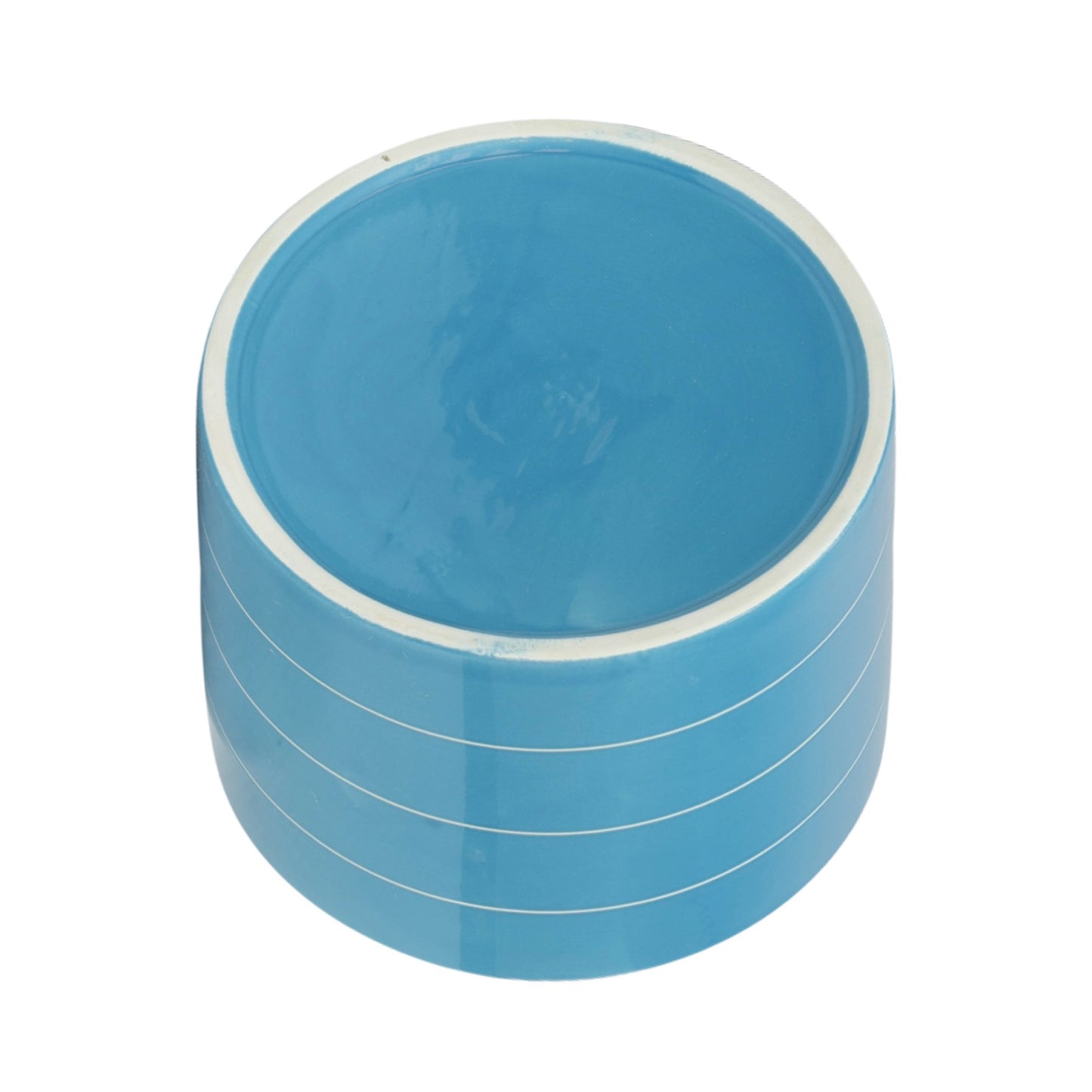 Sagebrook Home
8" Striped Planter with Wood Stand - Sky Blue