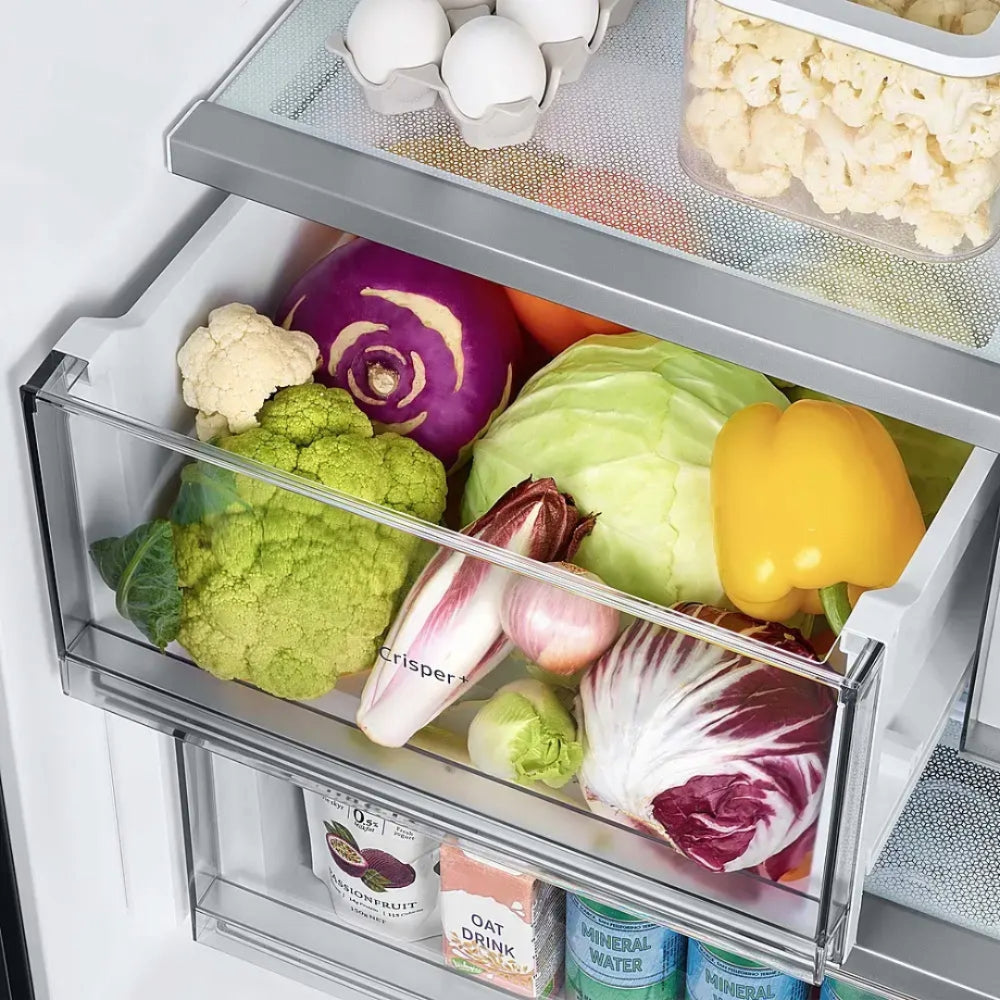 Samsung RF24BB620012 Bespoke 24 cu. ft. French Door Smart Refrigerator with AutoFill Water Pitcher - White Glass