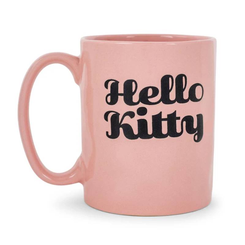 Sanrio Hello Kitty Flower Badge Wax Resist 18 oz Ceramic Pottery Mug - Pink