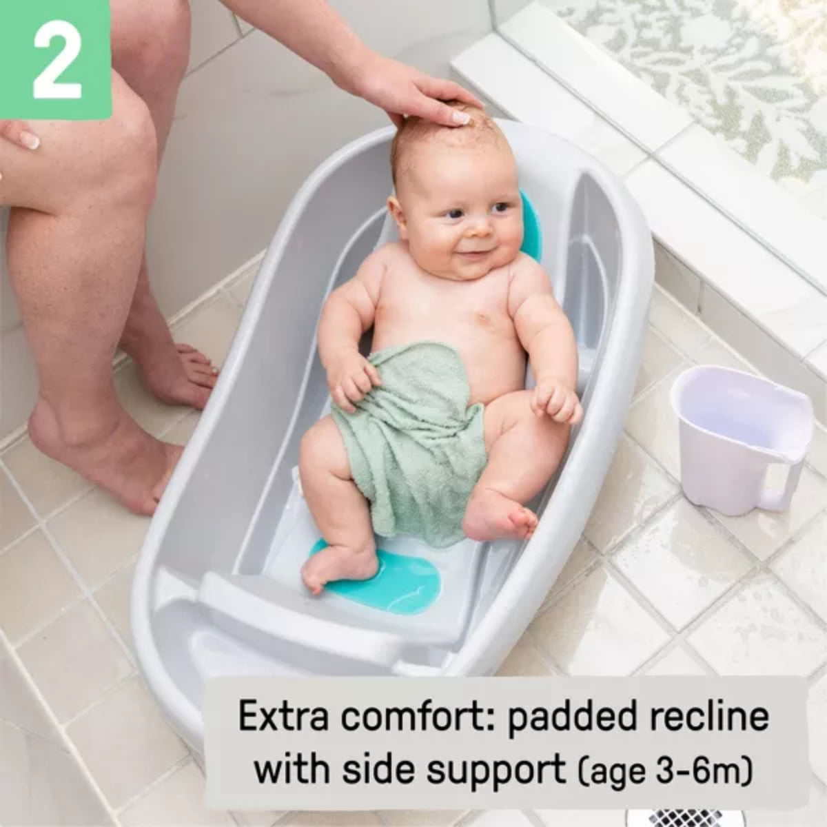Ingenuity Summer Comfy Clean Deluxe Tub with 3-in-1 Removable Sling and Padded Backrest - Gray