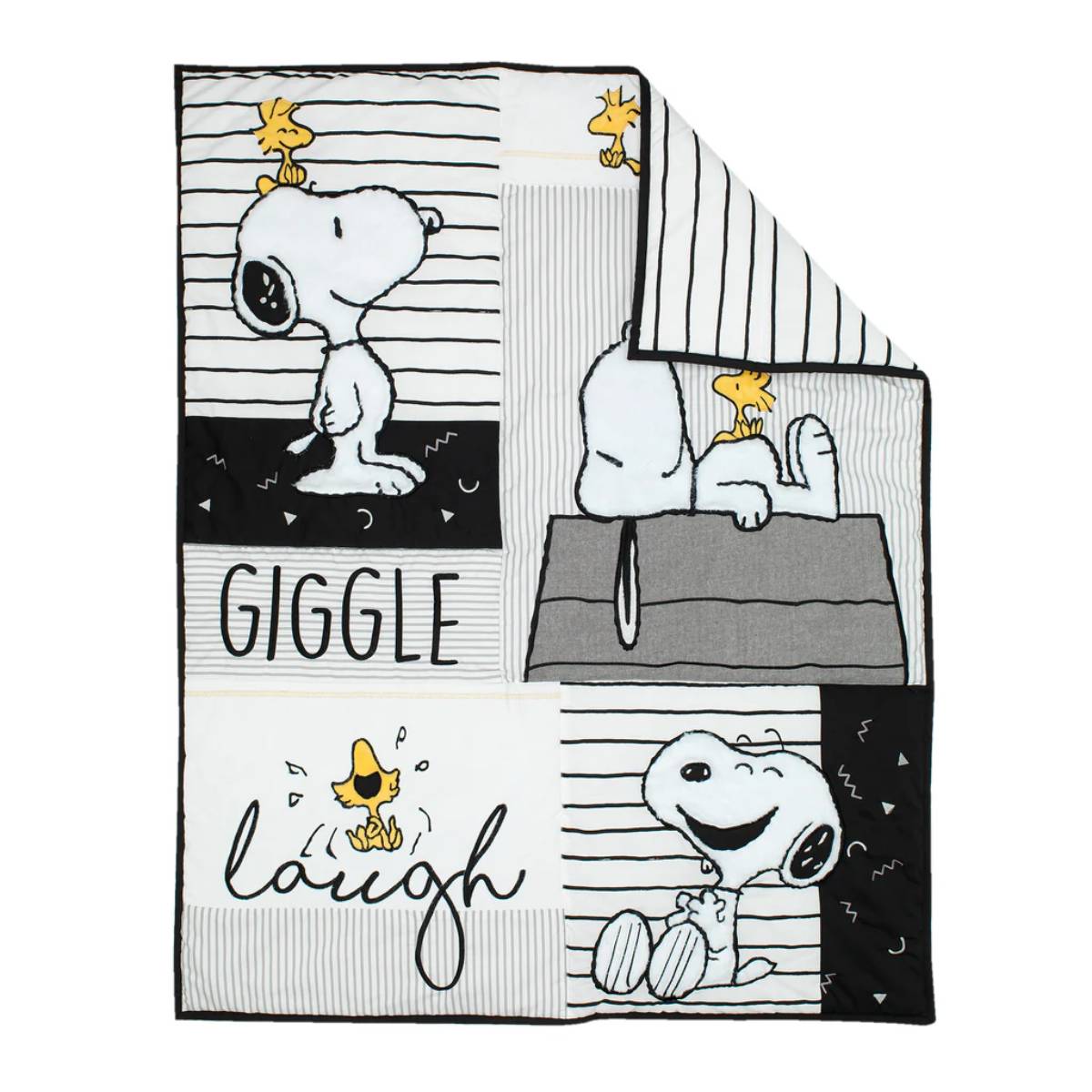 Lambs & Ivy Classic Snoopy Baby Bedding Set (3 Piece)- Black/White