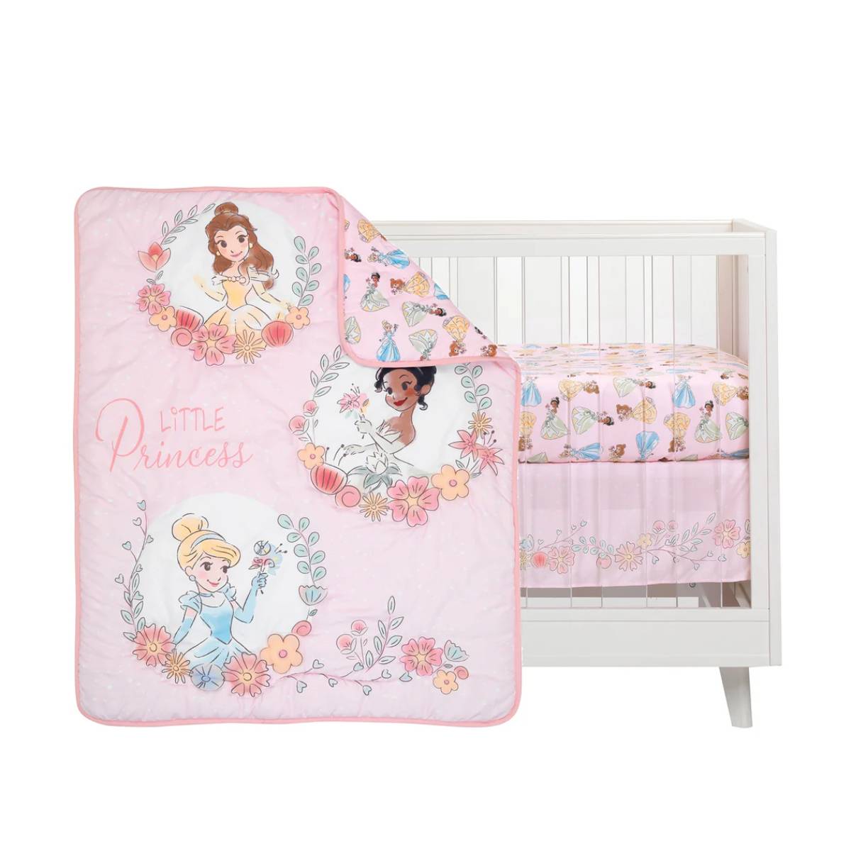 Lambs & Ivy Disney Princesses Nursery Baby Crib Bedding Set (3 Piece) - Pink