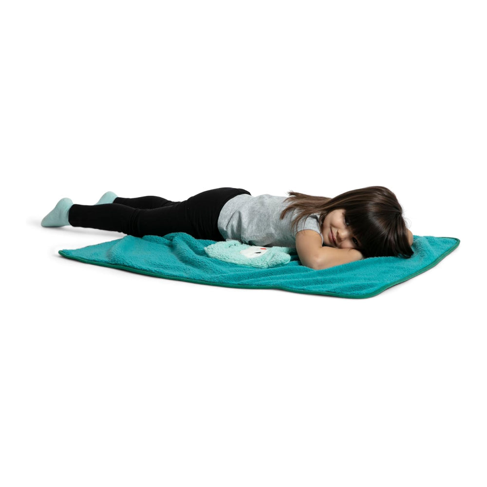 Manta de sherpa con bolsillo de almacenamiento para niños de Delta - Búho verde