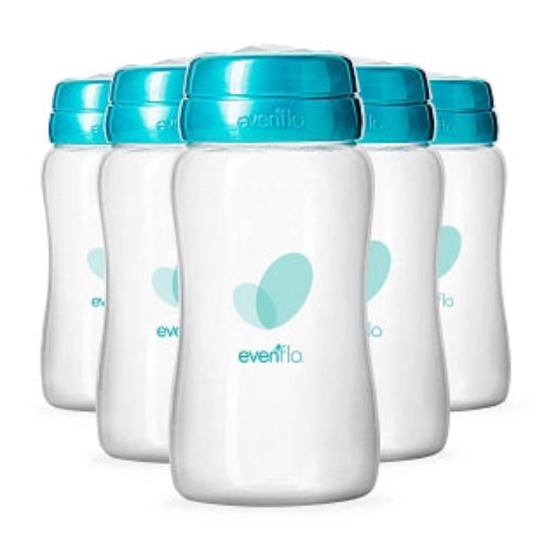 Evenflo Advanced Breast Milk 5oz Collection Bottle (6 Pieces) - Clear/Blue