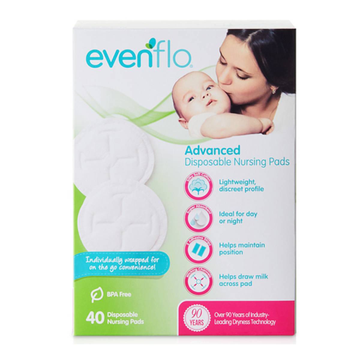 Evenflo Advanced Disposable Nursing Pad (40-Pieces) - White