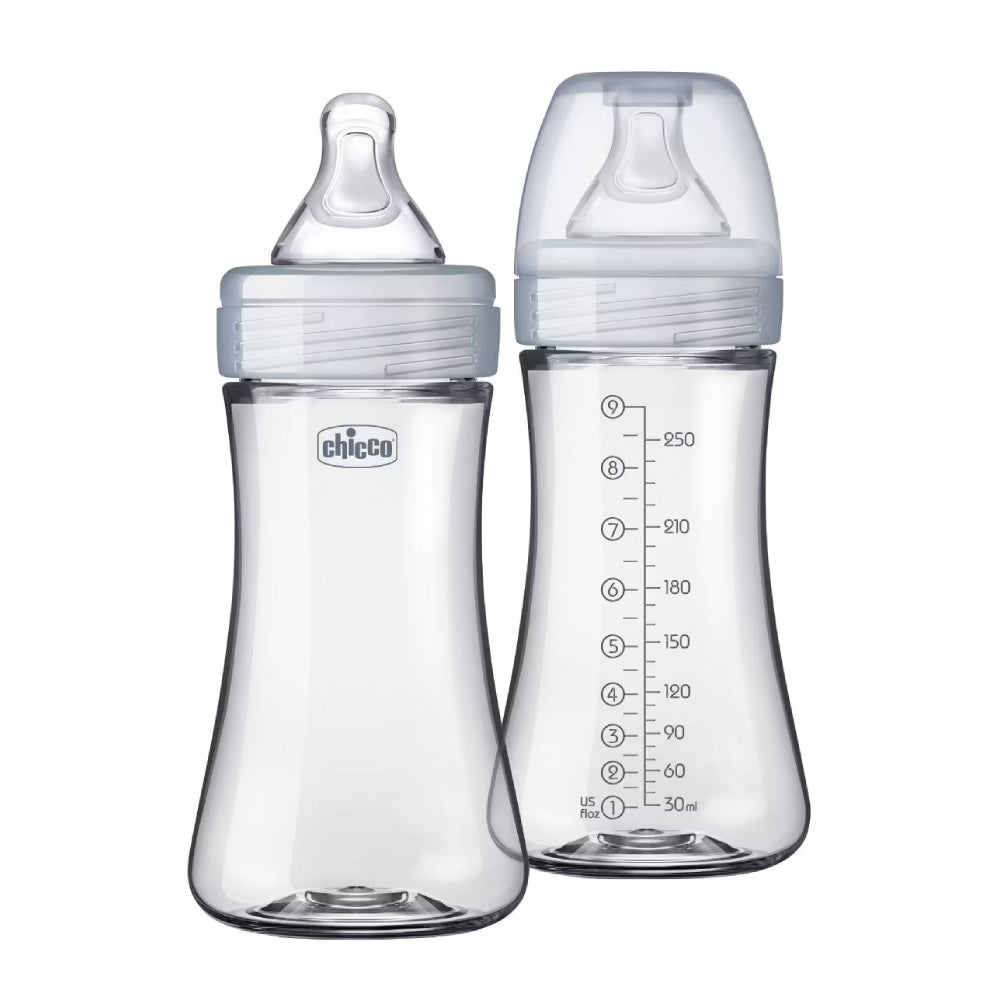 Chicco Duo 9oz Hybrid Baby Bottle with Invinci-Glass (Set of 2) - Clear