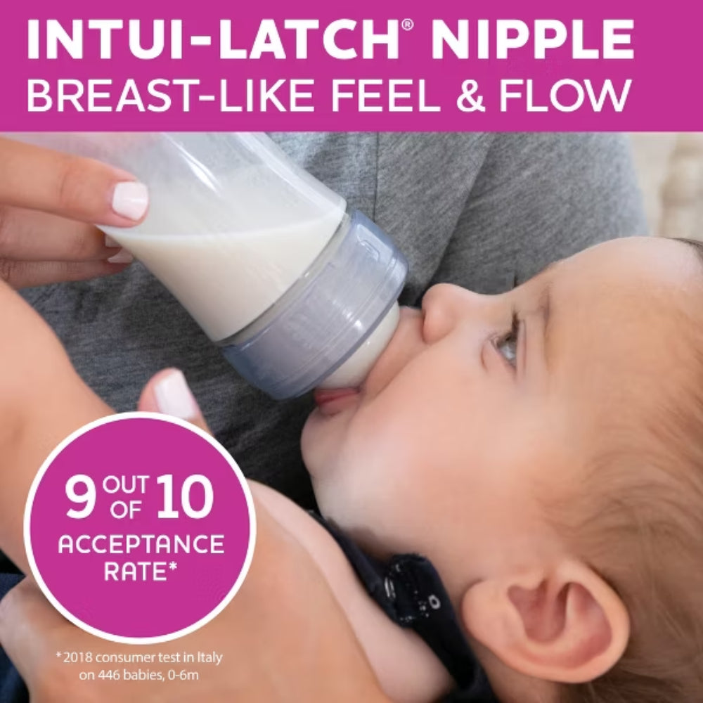 Chicco Duo Intui-Latch Stage 2 Medium Flow Baby Bottle Nipple 3+ Months (2-Piece) - Clear