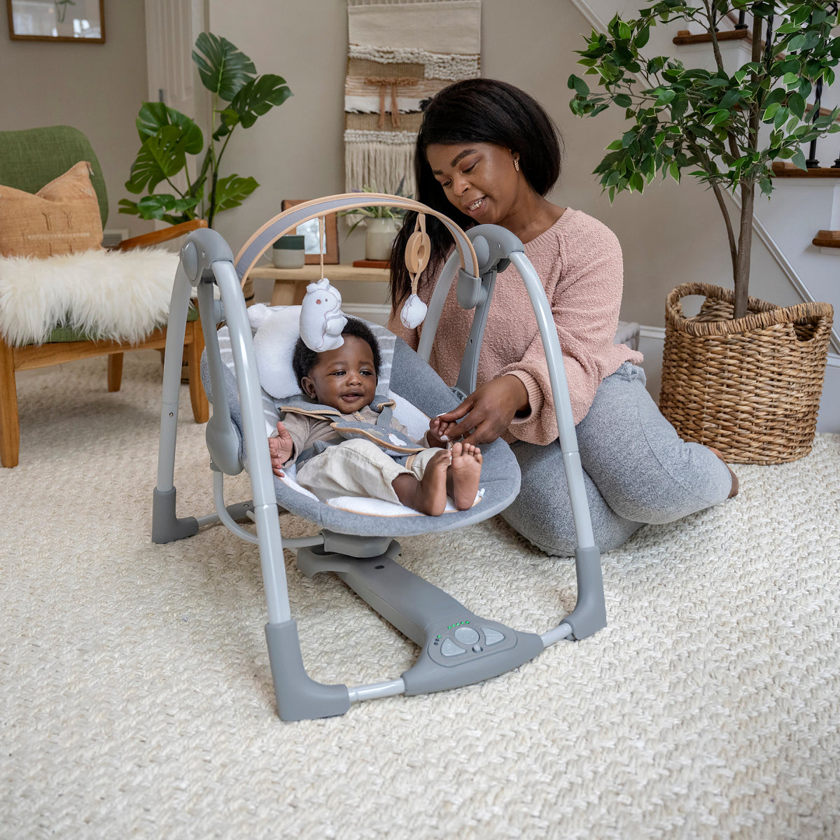 Ingenuity Boutique Collection Deluxe Swing 'n Go Portable Baby Swing - Bella Teddy