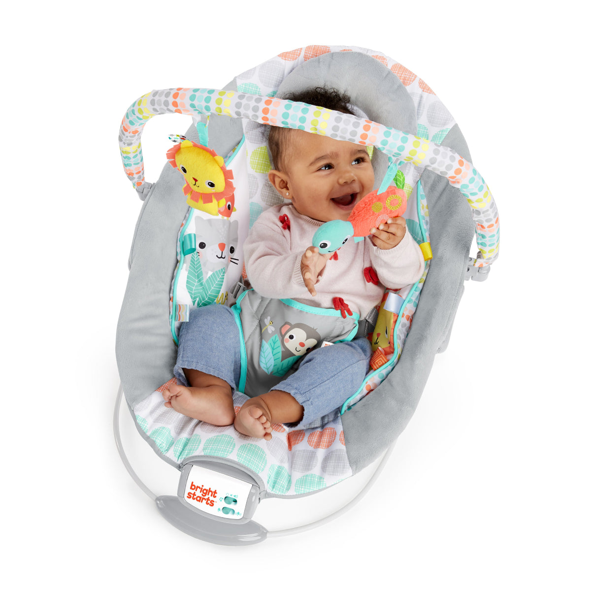 Bright Starts Bouncer Seat with Soothing Vibration and Melodies - Whimsical Wild