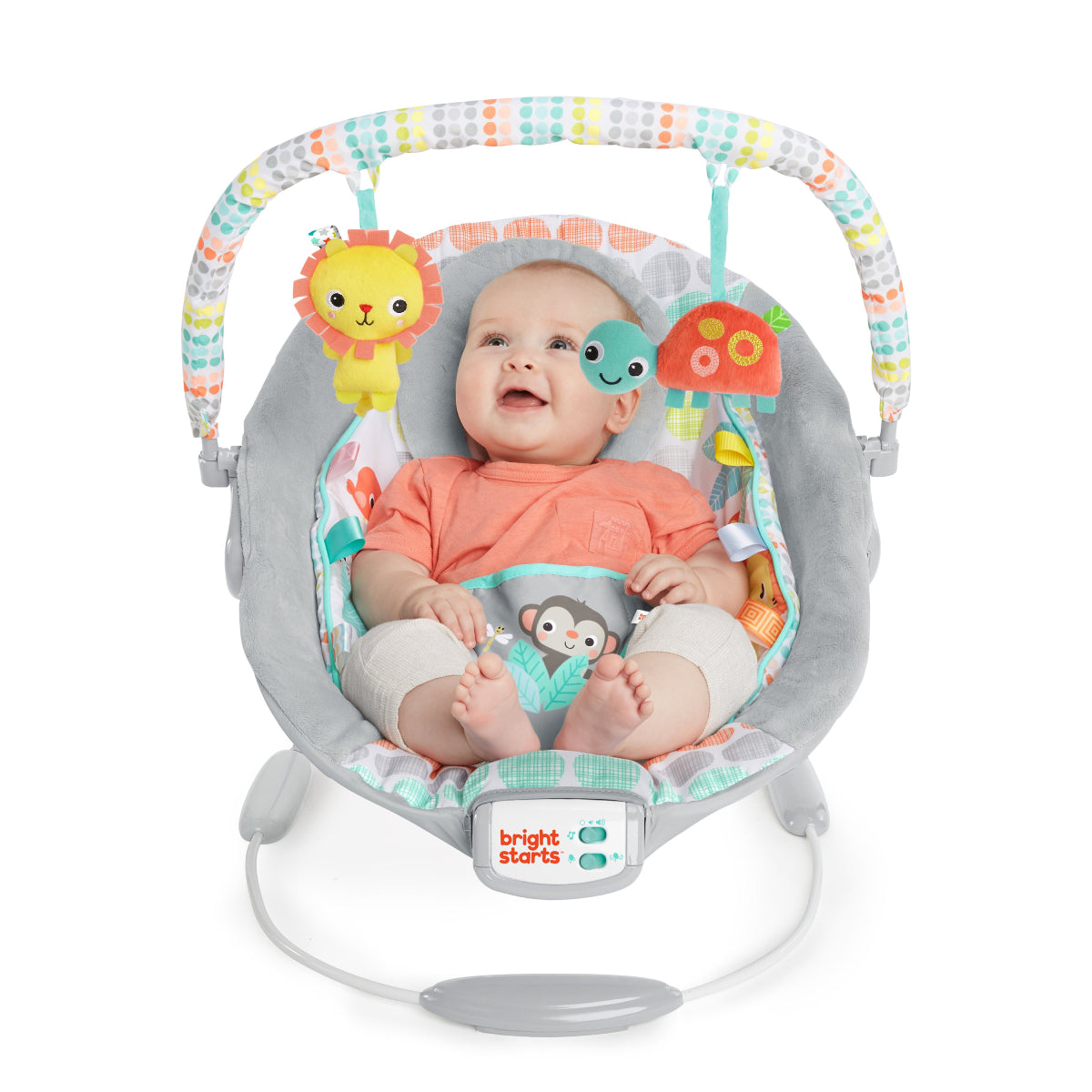 Bright Starts Bouncer Seat with Soothing Vibration and Melodies - Whimsical Wild