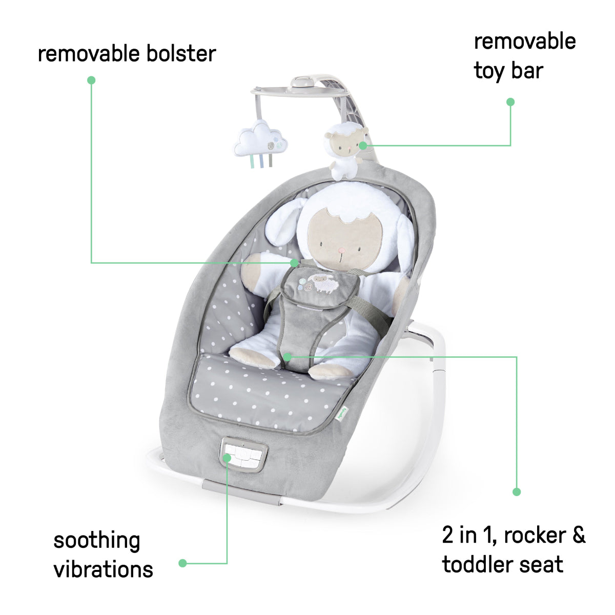 Ingenuity Rocker and Baby Bouncer Seat - Cuddle Lamb
