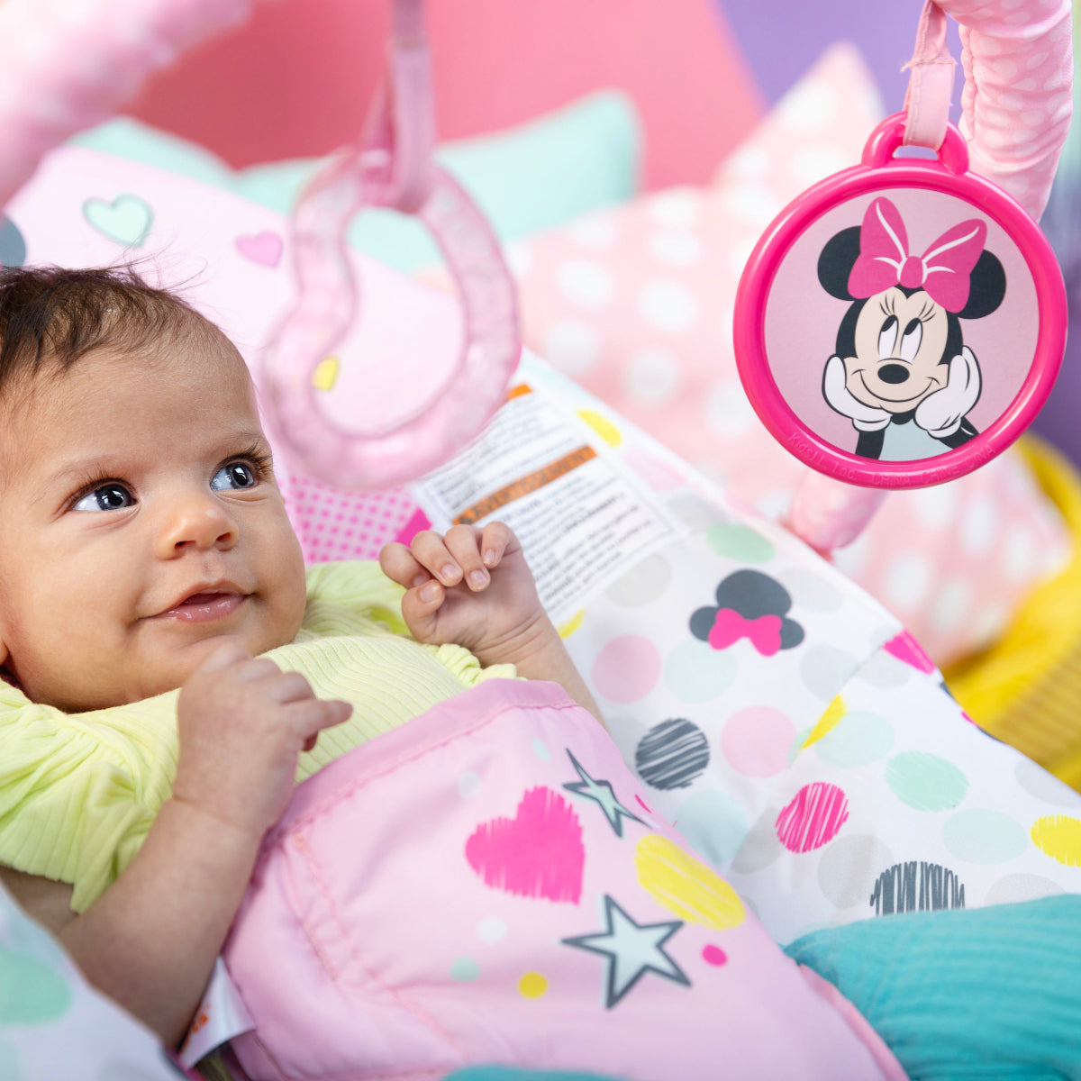 Bright Starts Disney Baby Minnie Mouse Vibrating Baby Bouncer - Spotty Dotty
