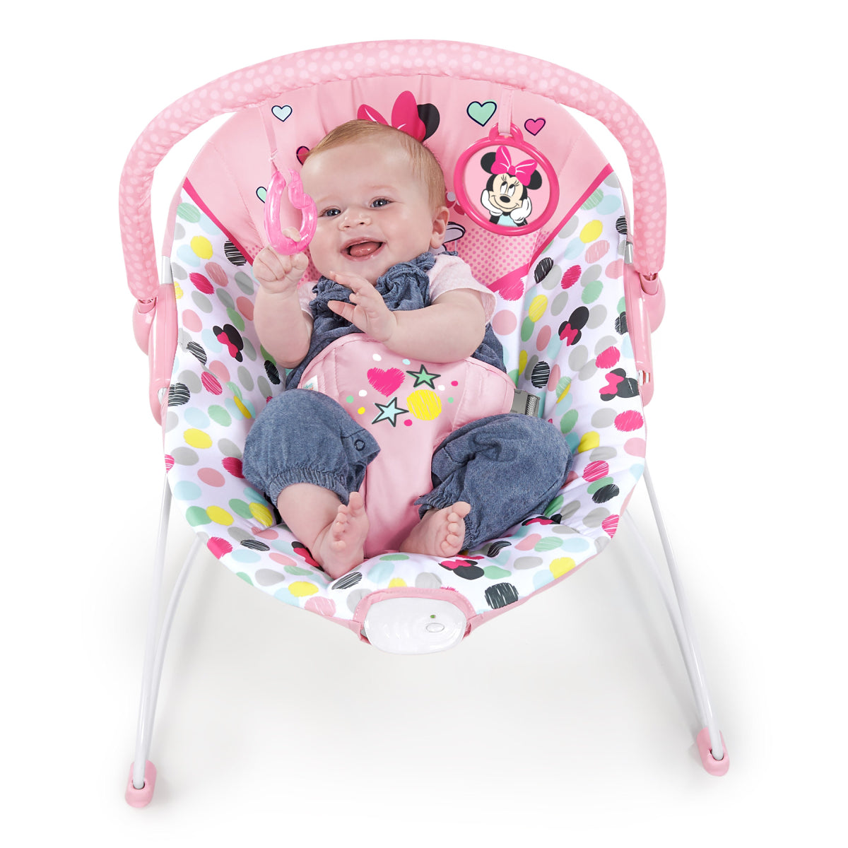 Bright Starts Disney Baby Minnie Mouse Vibrating Baby Bouncer - Spotty Dotty