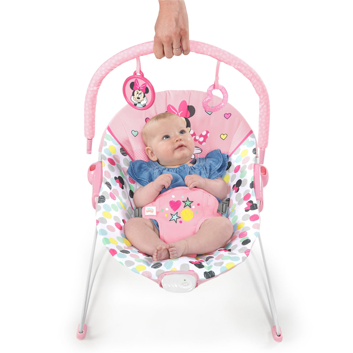 Bright Starts Disney Baby Minnie Mouse Vibrating Baby Bouncer - Spotty Dotty
