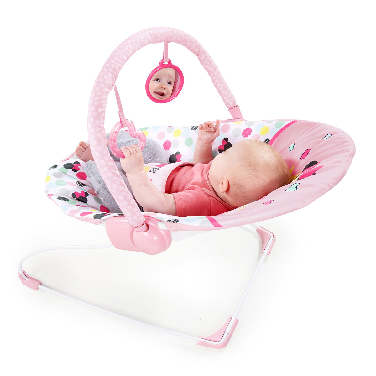 Bright Starts Disney Baby Minnie Mouse Vibrating Baby Bouncer - Spotty Dotty