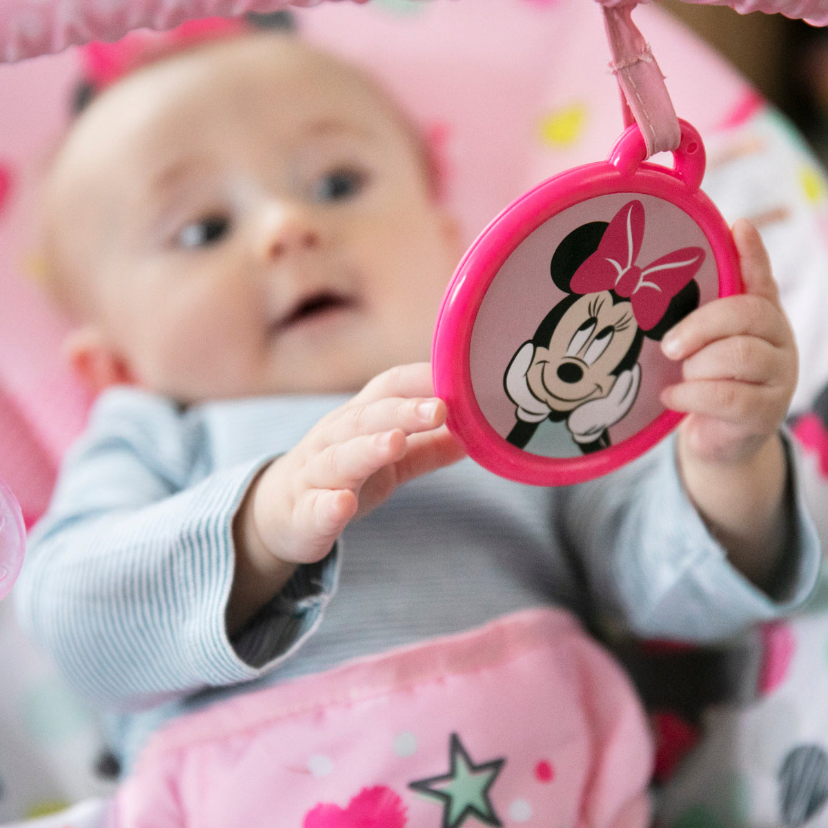 Bright Starts Disney Baby Minnie Mouse Vibrating Baby Bouncer - Spotty Dotty
