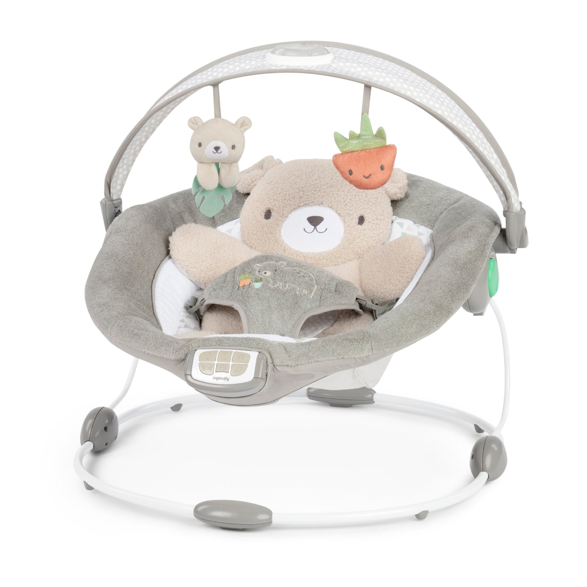 Ingenuity InLighten Baby Bouncer Seat with Light Up Toy Bar - Gray