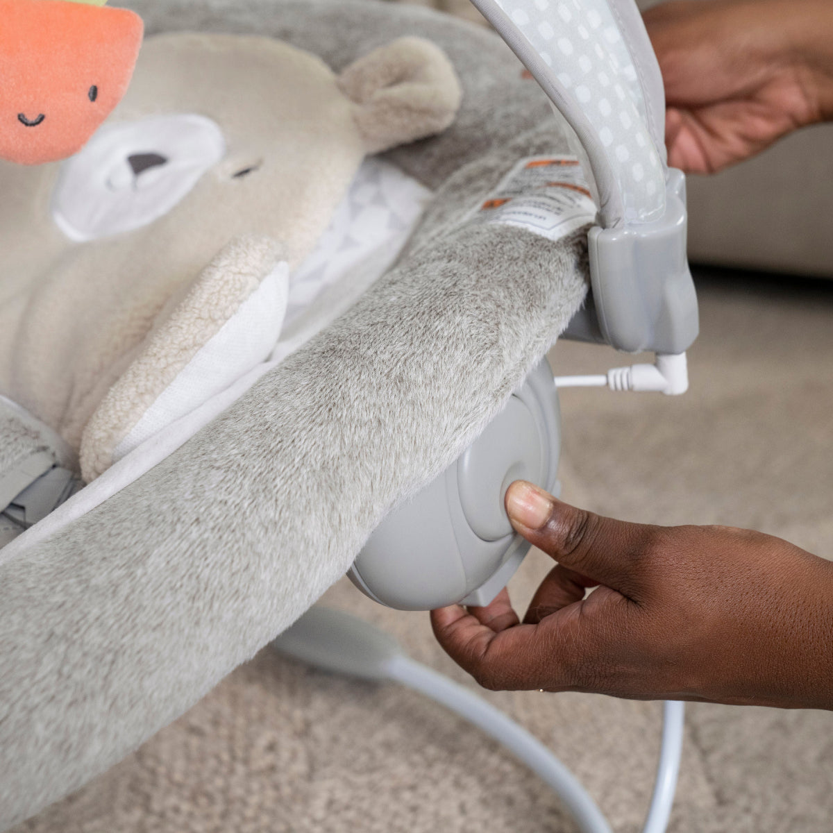 Ingenuity InLighten Baby Bouncer Seat with Light Up Toy Bar - Gray