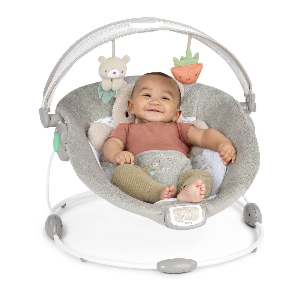 Ingenuity InLighten Baby Bouncer Seat with Light Up Toy Bar - Gray