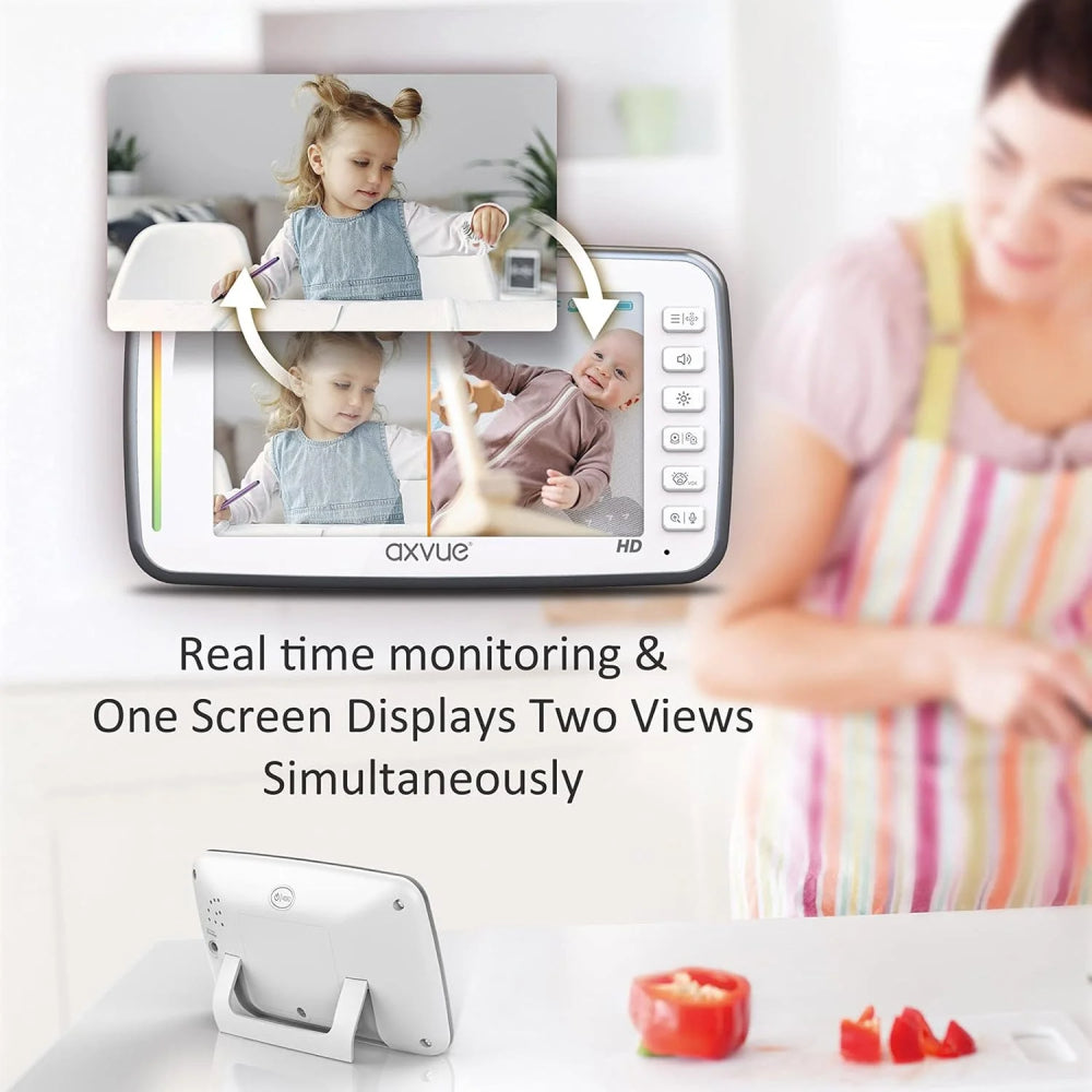 AXVUE 5" HD Screen Baby Monitor with 2 Camera - White