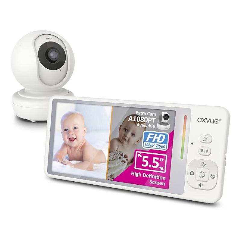 AXVUE 5.5" HD Screen Baby Monitor with Camera - White