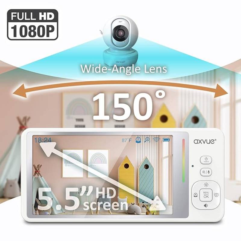 AXVUE 5.5" HD Screen Baby Monitor with Camera - White