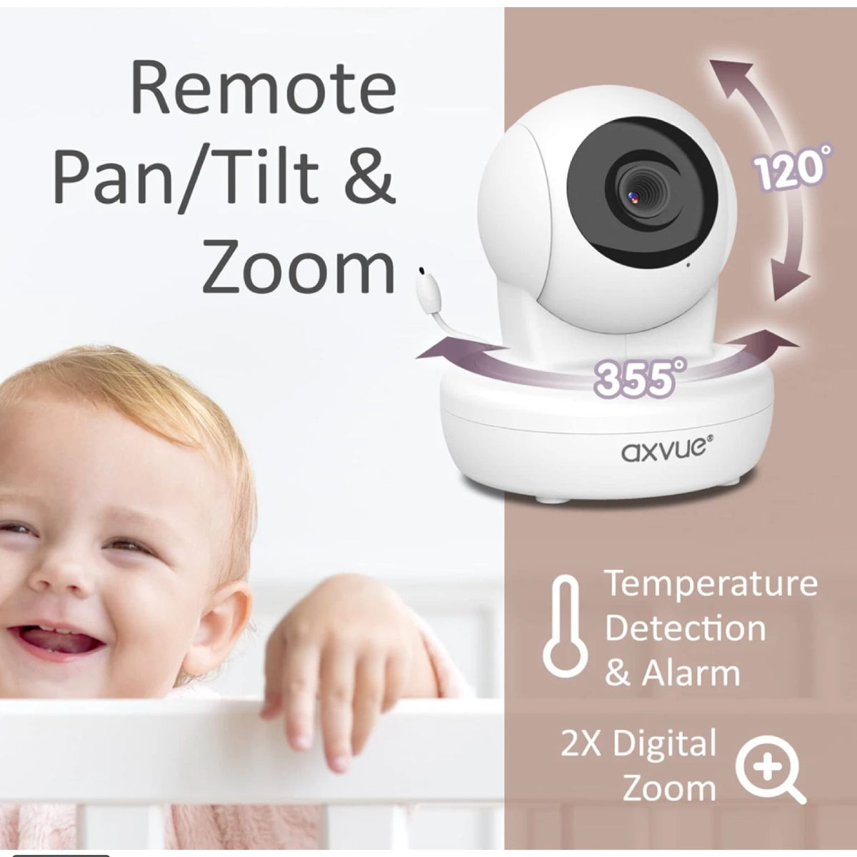 AXVUE 4.3" HD Screen Baby Monitor with Camera - White