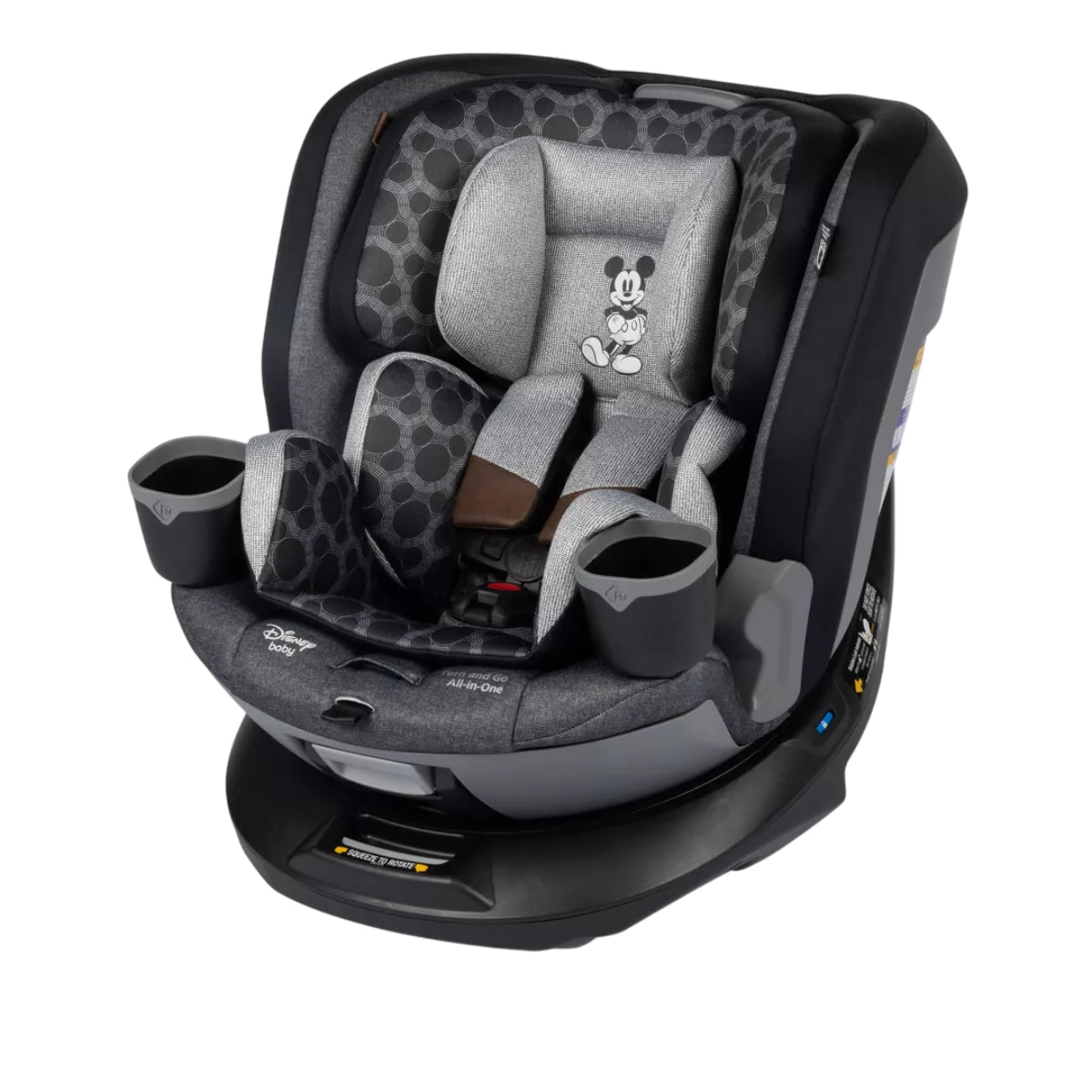 Disney Vintage Mickey Mouse Turn and Go 360 Rotating All-in-One Convertible Car Seat- Black