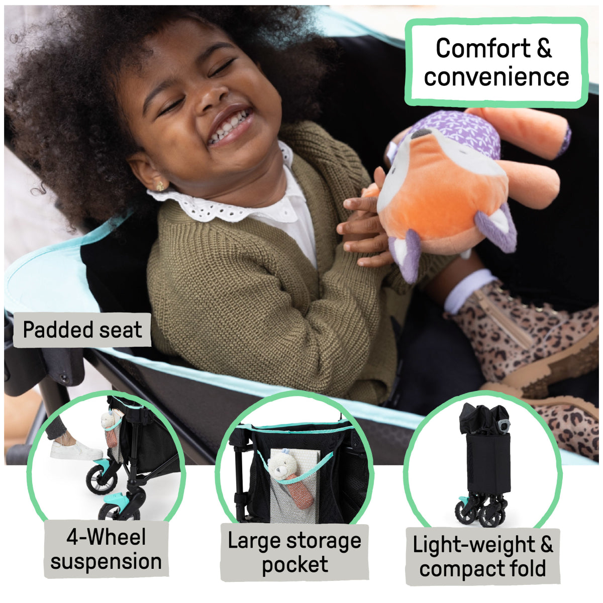 Summer by Ingenuity Pop 'N Ride Stroller Wagon - Black