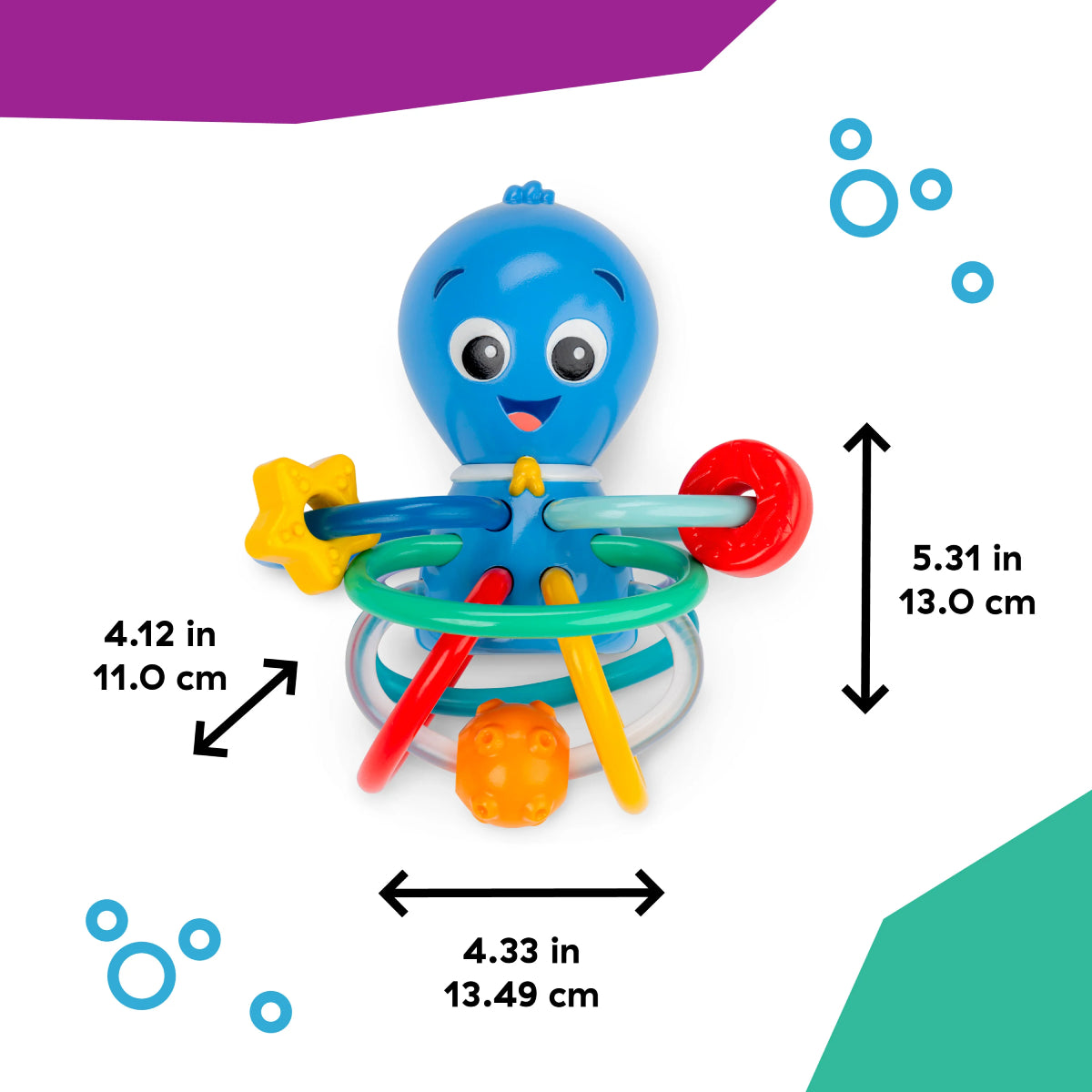 Baby Einstein Ocean Explorers Opuss Shake and Soothe Teether Rattle Toy - Blue