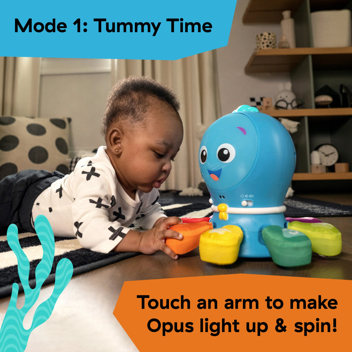 Baby Einstein Ocean Explorers Go Opus Go 4-in-1 Crawl and Chase Activity Learning Toy - Blue